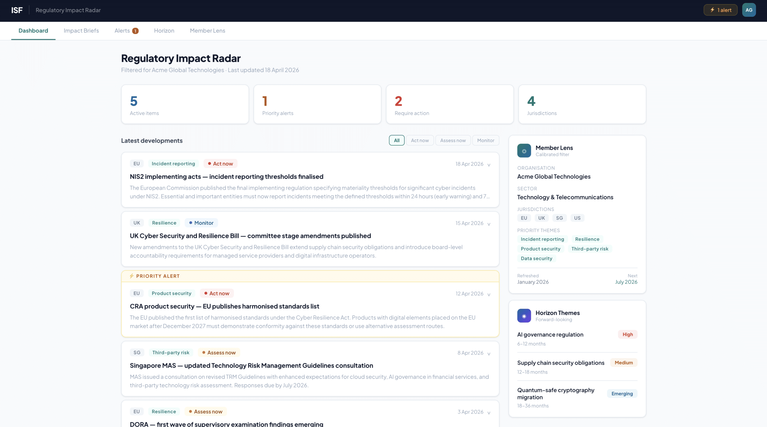 Quantum Policy Radar dashboard